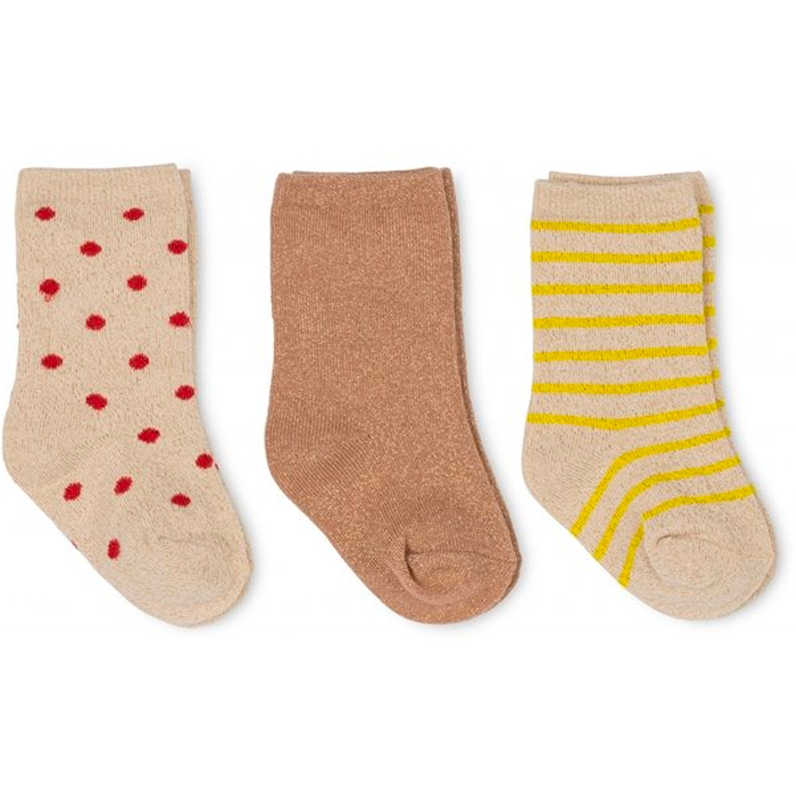 Konges Sløyd 3 Pack Lurex Socks Blazing/Macaroon/Red Dot