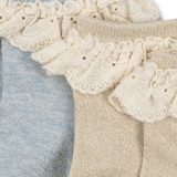 Konges Sløjd 2 Pack Glitter Frill Socks - Pearl Blue
