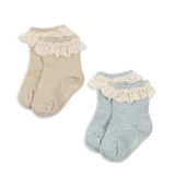 Konges Sløjd 2 Pack Glitter Frill Socks - Pearl Blue