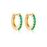 Linda Tahija Alpha Huggie Earrings - Gold/Green Onyx