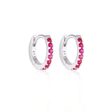 Linda Tahija Alpha Huggie Earrings - Stirling Silver/Ruby