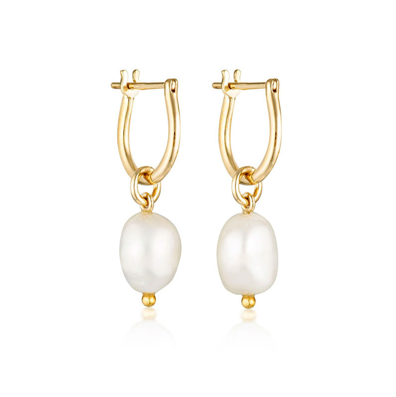 Linda Tahija Baroque Pearl Basic Hoop Earrings - Gold