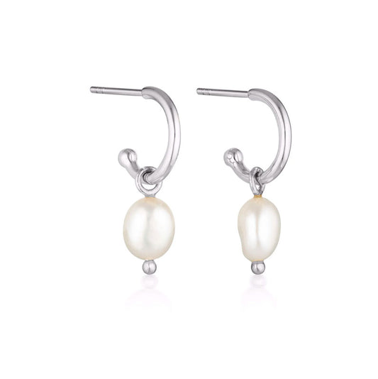 Linda Tahija Baroque Pearl Core Hoop Earrings - Silver