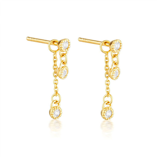 Linda Tahija Meteor Chain Stud Earrings - Gold/White Topaz