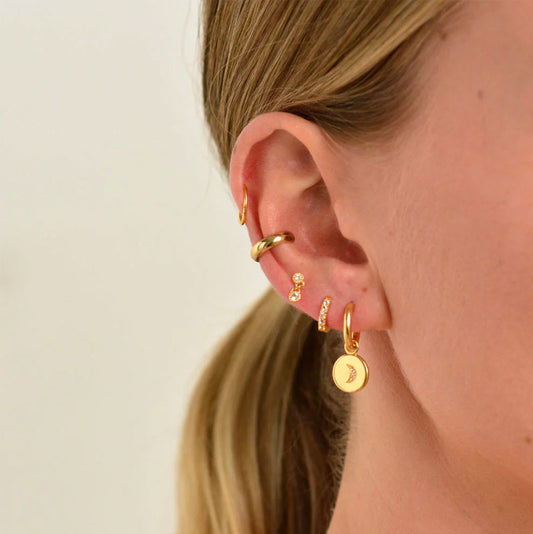 Linda Tahija Meteor Stud Earrings - Gold/White Topaz