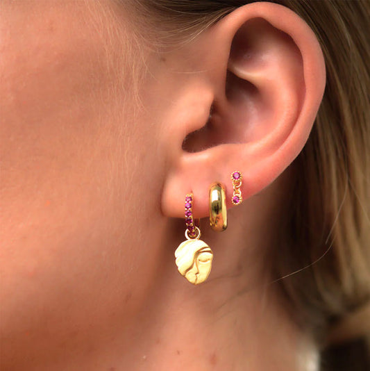 Linda Tahija Meteor Stud Earrings - Silver/Ruby