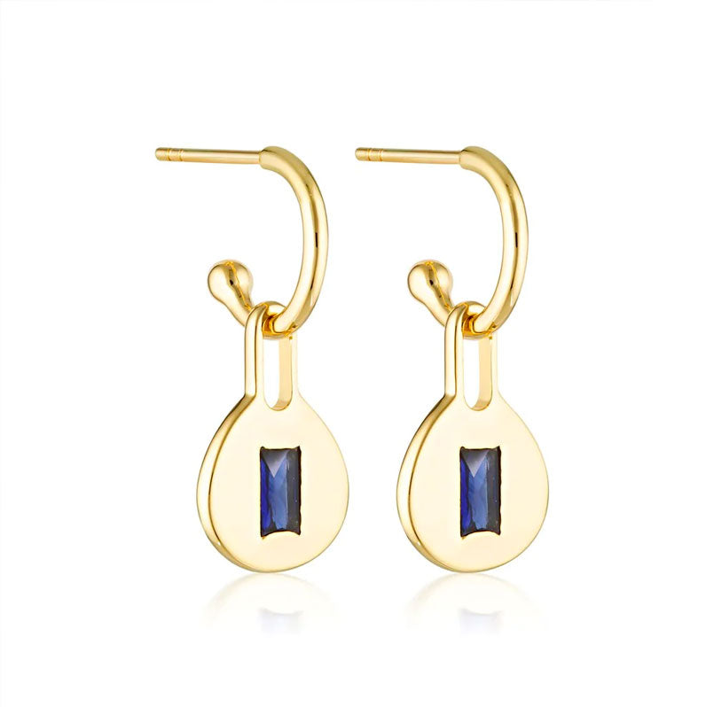 Linda Tahija Muse Hoop Earrings - Gold/Sapphire