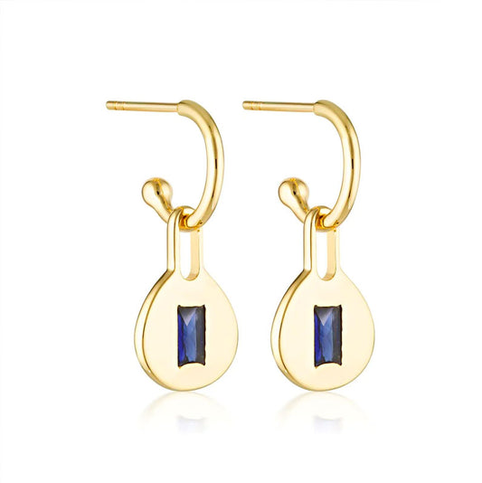Linda Tahija Muse Hoop Earrings - Gold/Sapphire