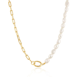 Linda Tahija Paperclip Baroque Pearl Necklace Gold