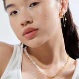 Linda Tahija Paperclip Baroque Pearl Necklace Gold