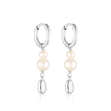 Linda Tahija Brook Pearl Huggie Earrings Silver