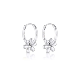 Linda Tahija Daisy Huggie Hoop Earrings Silver