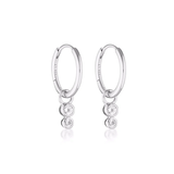 Linda Tahija Duo Huggie Hoop Earrings - White Topaz Silver