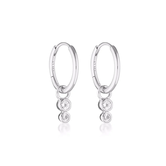 Linda Tahija Duo Huggie Hoop Earrings - White Topaz Silver