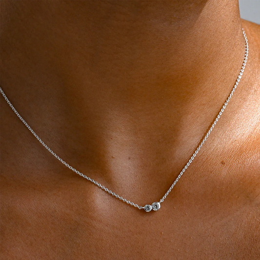 Linda Tahija Duo Necklace - White Topaz Silver