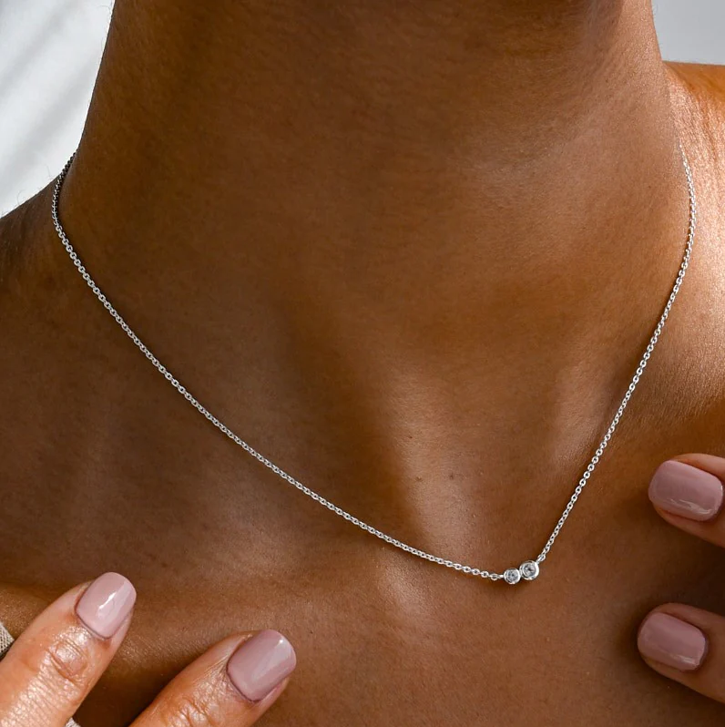 Linda Tahija Duo Necklace - White Topaz Silver