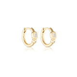 Linda Tahija Form Huggie Earrings - White Topaz Gold