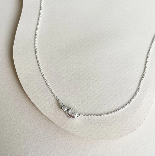 Linda Tahija Form Necklace - White Topaz Silver