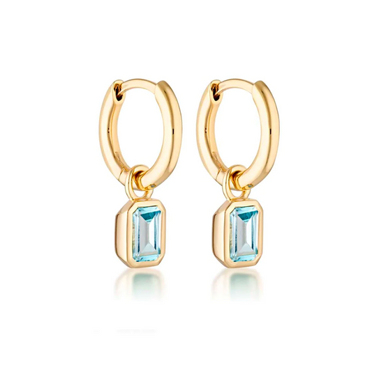 Linda Tahija Gemme Huggie Gold Earrings - Blue Topaz
