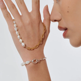 Linda Tahija Paperclip Baroque Pearl Bracelet Gold