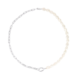 Linda Tahija Paperclip Baroque Pearl Necklace Silver