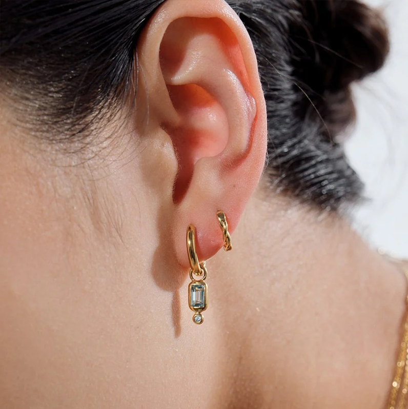 Linda Tahija Raya Huggie Earrings - Blue Topaz Gold