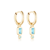 Linda Tahija Raya Huggie Earrings - Blue Topaz Gold