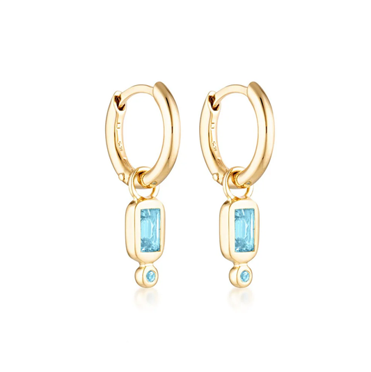 Linda Tahija Raya Huggie Earrings - Blue Topaz Gold