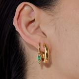 Linda Tahija Raya Huggie Earrings - Green Onyx Gold