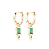 Linda Tahija Raya Huggie Earrings - Green Onyx Gold