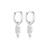 Linda Tahija Raya Huggie Earrings - White Topaz Silver