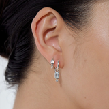 Linda Tahija Raya Huggie Earrings - White Topaz Silver