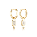 Linda Tahija Raya Huggie Earrings - White Topaz Gold