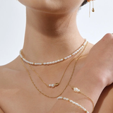 Linda Tahija Tidal Pearl Necklace Gold