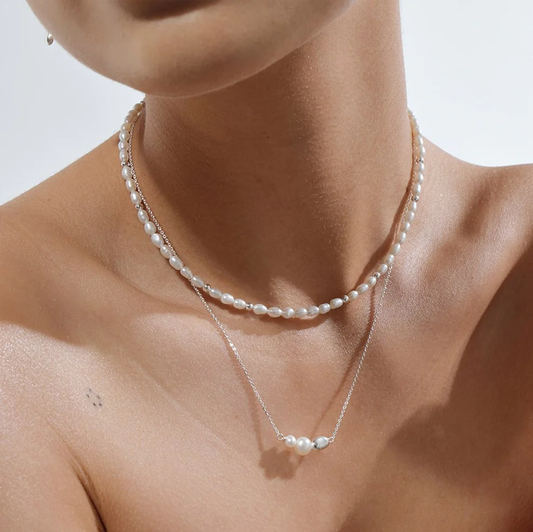 Linda Tahija Tidal Pearl Necklace Silver