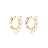 Linda Tahija Wake Pearl Huggie Earrings Gold