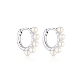 Linda Tahija Wake Pearl Huggie Earrings Silver