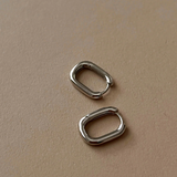 Luv Aj Chain Link Huggies- Silver