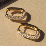 Luv Aj Pave Chain Link Huggies- Gold