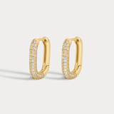 Luv Aj Pave Chain Link Huggies- Gold