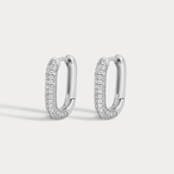 Luv Aj Pave Chain Link Huggies- Silver
