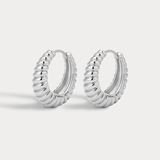 Luv Aj Ridged Marbella Hoops- Silver