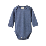 Nature Baby Merino Long Sleeve Bodysuit Vintage Indigo Marl