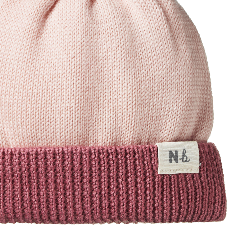 Nature Baby Alpine Pom Pom Beanie - Rose Dust/Rhubarb