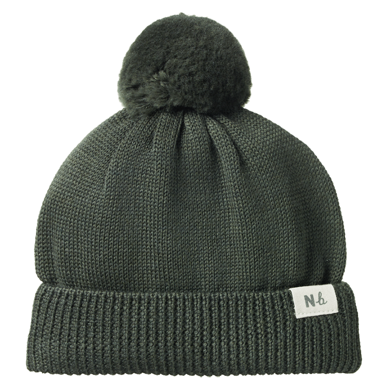 Nature Baby Alpine Pom Pom Beanie - Thyme