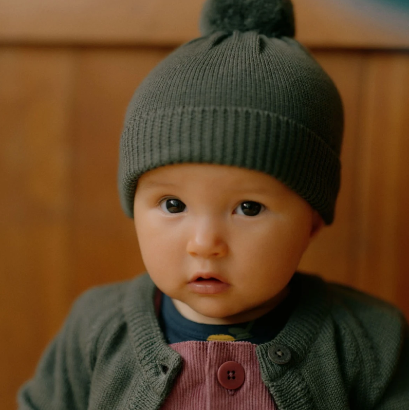 Nature Baby Alpine Pom Pom Beanie - Thyme