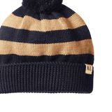 Nature Baby Alpine Pom Pom Beanie Navy Caramel Stripe