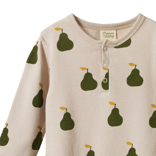 Nature Baby Henley Pyjama Suit Grande Pear Print
