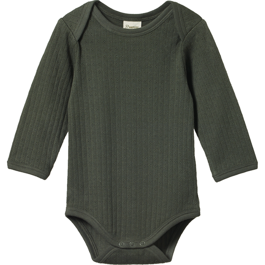 Nature Baby Pointelle Long Sleeve Bodysuit Thyme