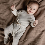 Nature Baby Long Sleeve Kimono Bodysuit Mushroom Pinstripe